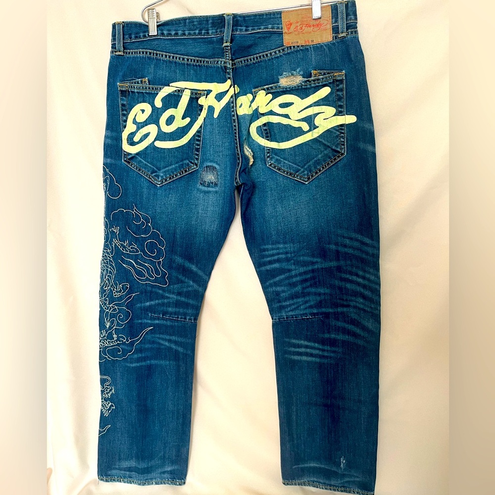 38x32 Ed Hardy Embroidered Dragon Jeans
